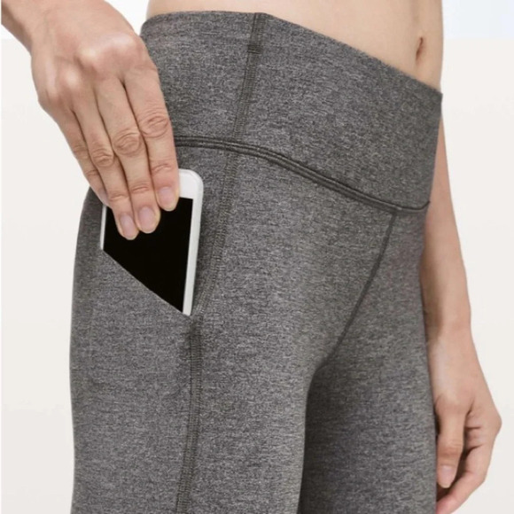 LULULEMON Pace Rival Crop *22" Heathered  Black / Black Size 4 - Picture 3 of 15